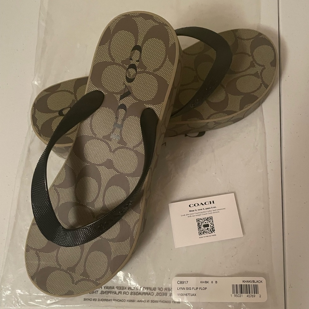 Coach brown flip flops